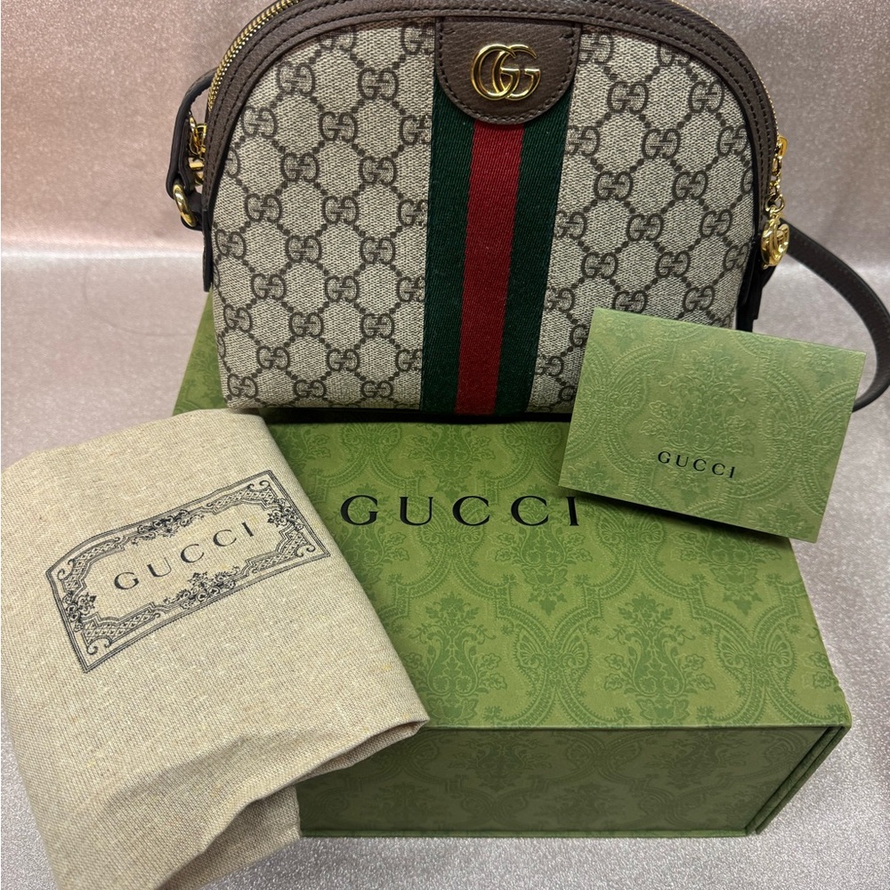 Gucci Women's Beige and Brown Crossbody with Green and Red Stripe